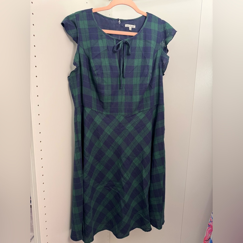 Green and Blue Plaid Dress